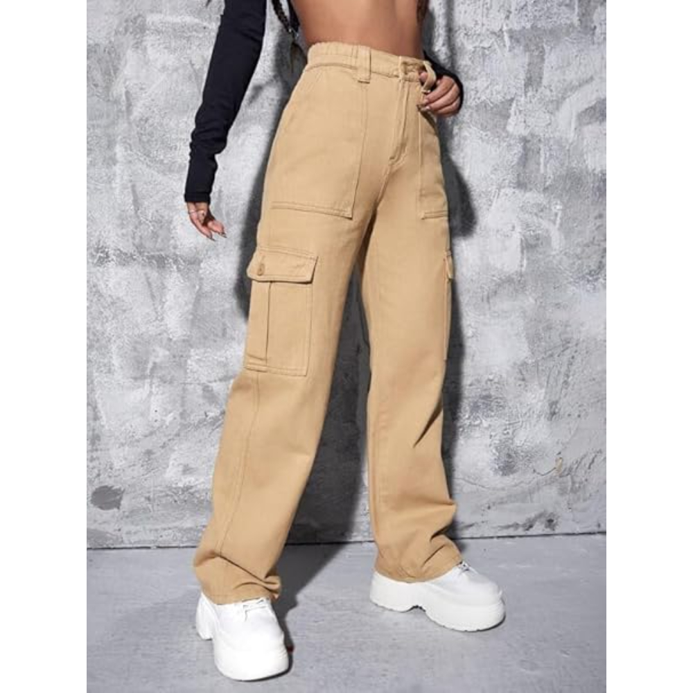 Women High Waist Cargo Chiku Jeans - Image 2