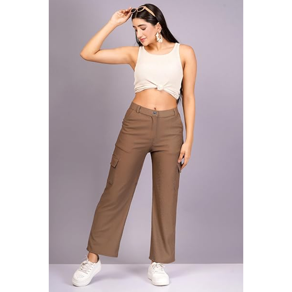 Women Cargo Baggy Brown Jeans - Image 3