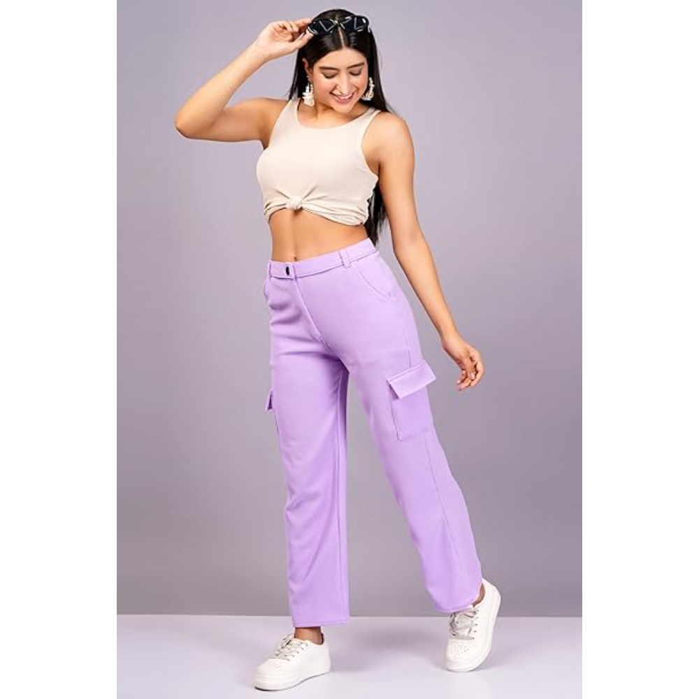 Women Cargo Baggy Lavender Jeans - Image 3