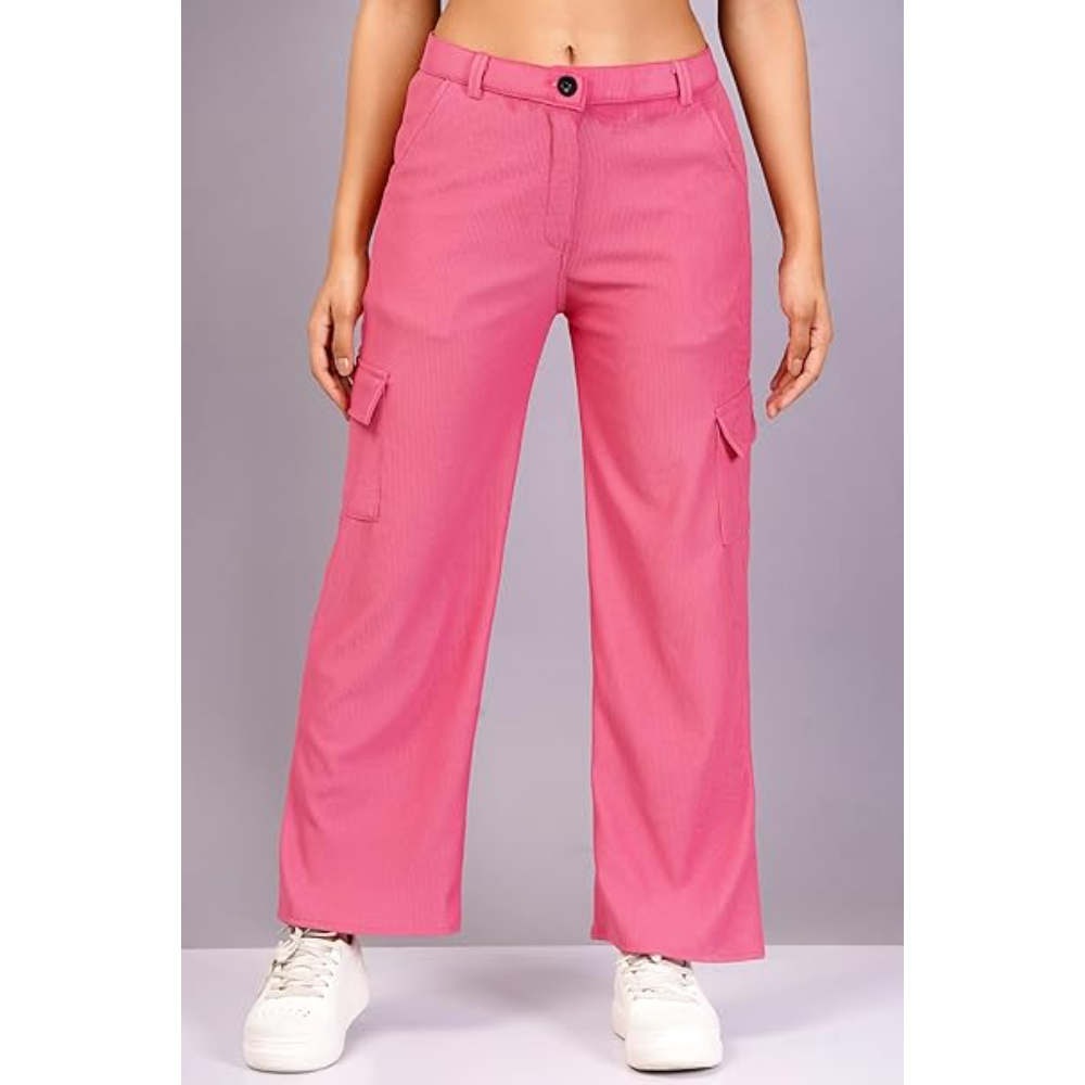 Women Cargo Baggy Pink Jeans - Image 3