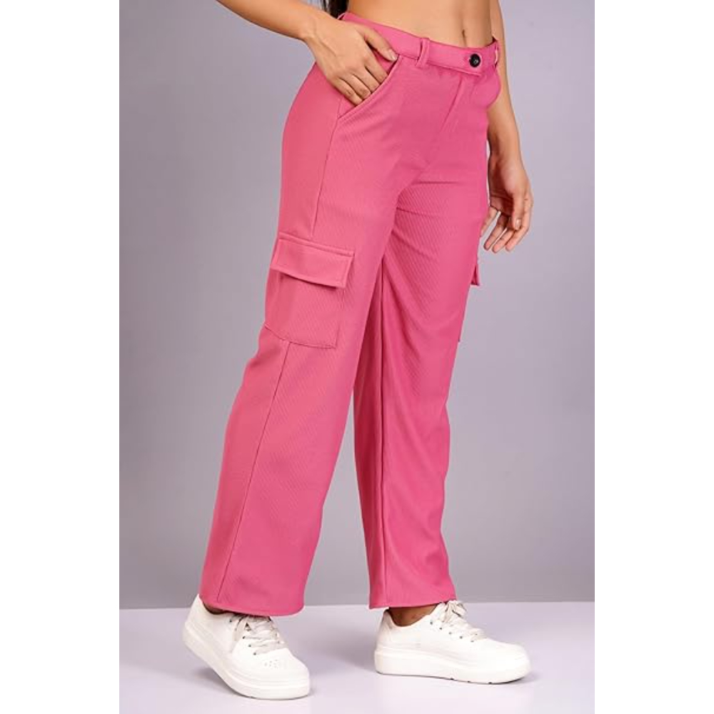 Women Cargo Baggy Pink Jeans - Image 2