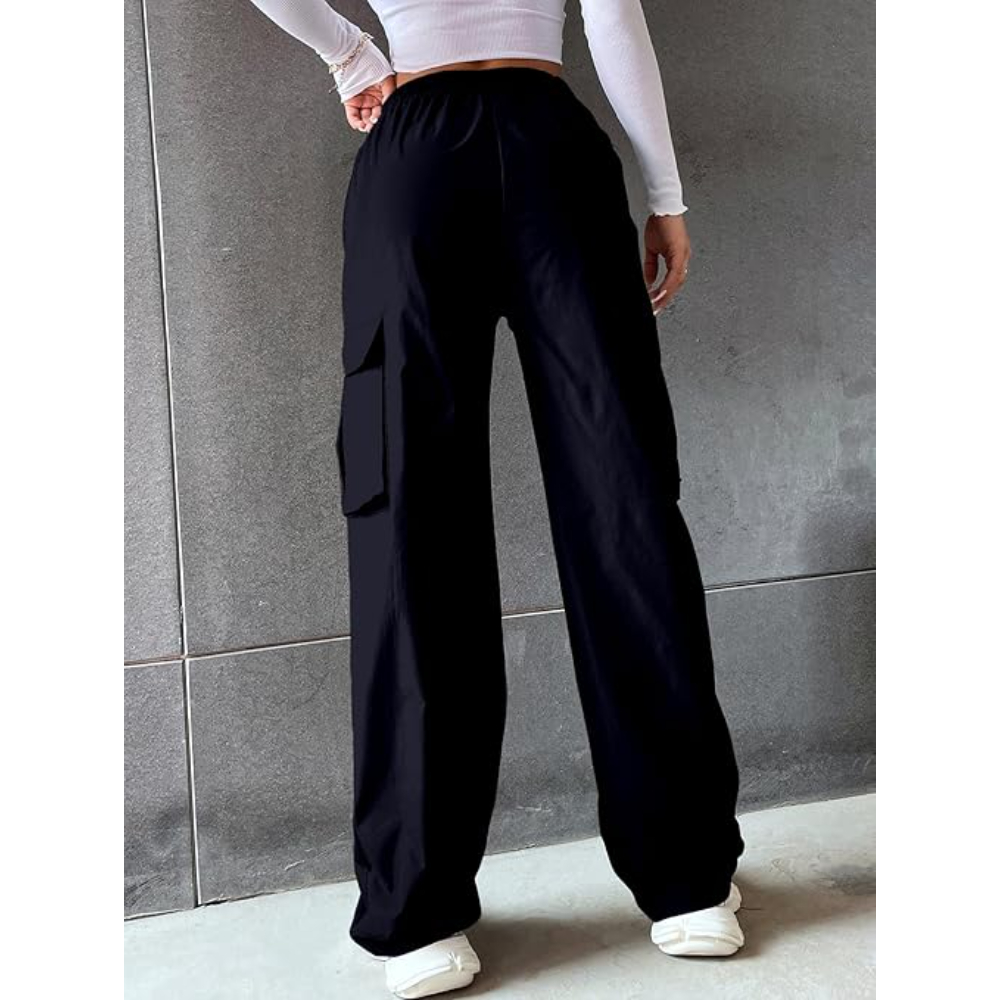 Women Solid Cargo Dark Blue Pants - Image 2