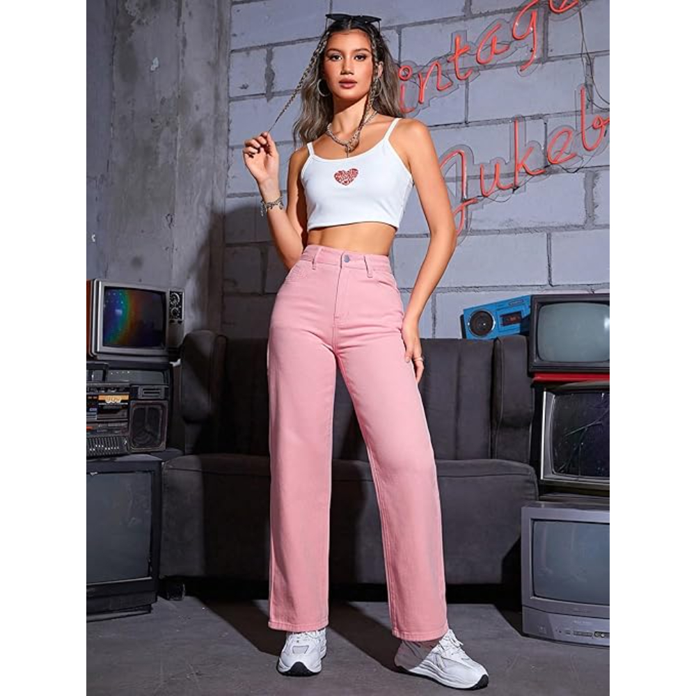 Womens Denim Pink Jeans - Image 2