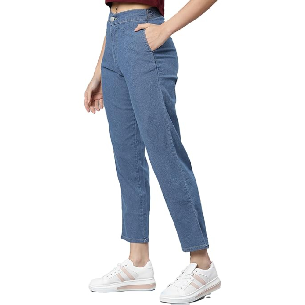 Womens High Rise Stone Blue Jeans - Image 3