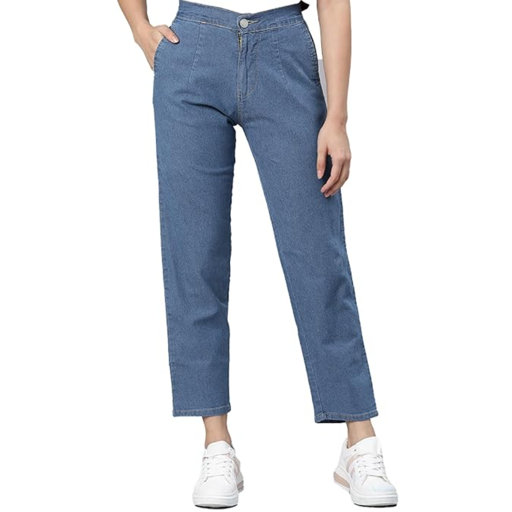 Womens High Rise Stone Blue Jeans - Image 2