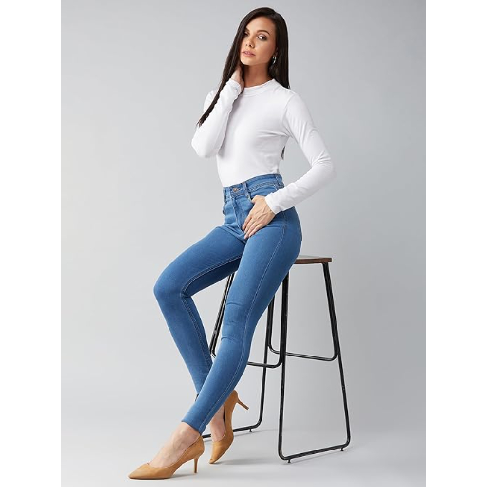 Women Skinny Fit Mid Blue Jeans - Image 3
