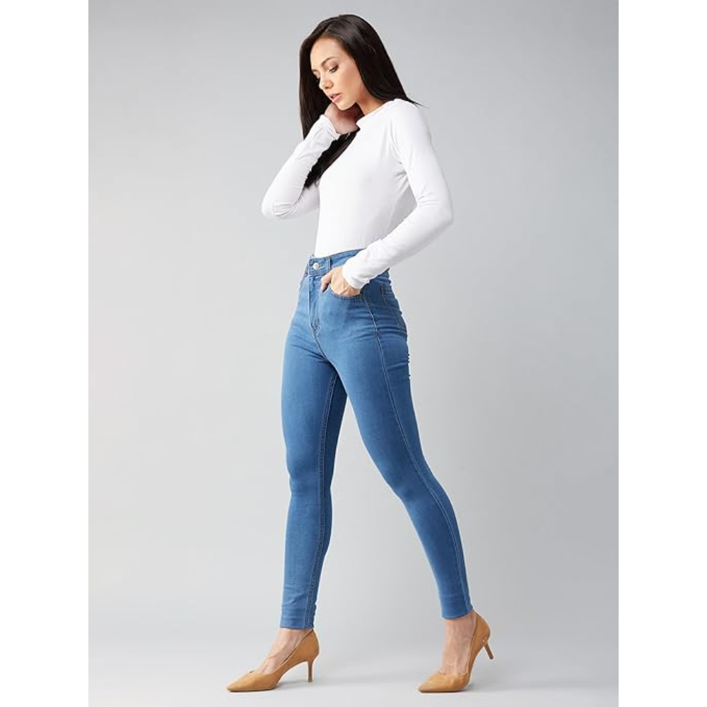 Women Skinny Fit Mid Blue Jeans