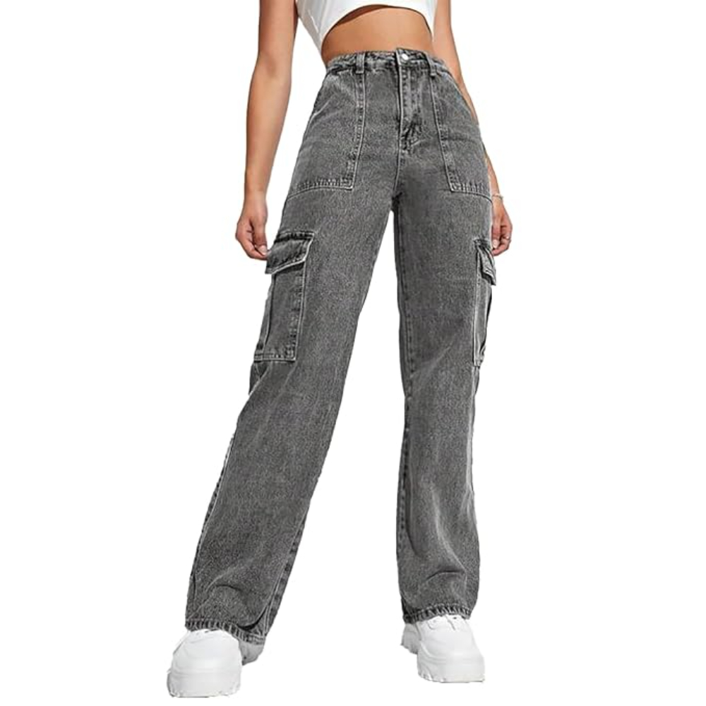 Women's Cargo Ash Grey Jeans - Image 3