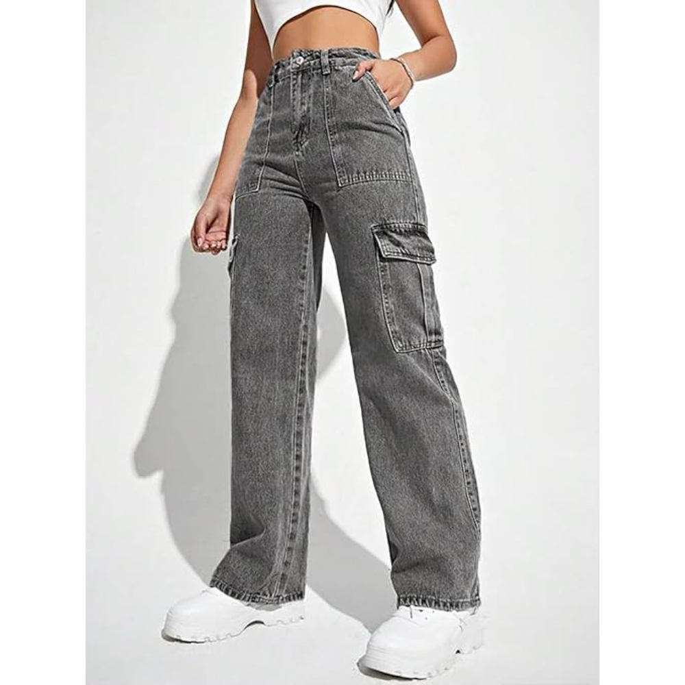 Women's Cargo Ash Grey Jeans - Image 2