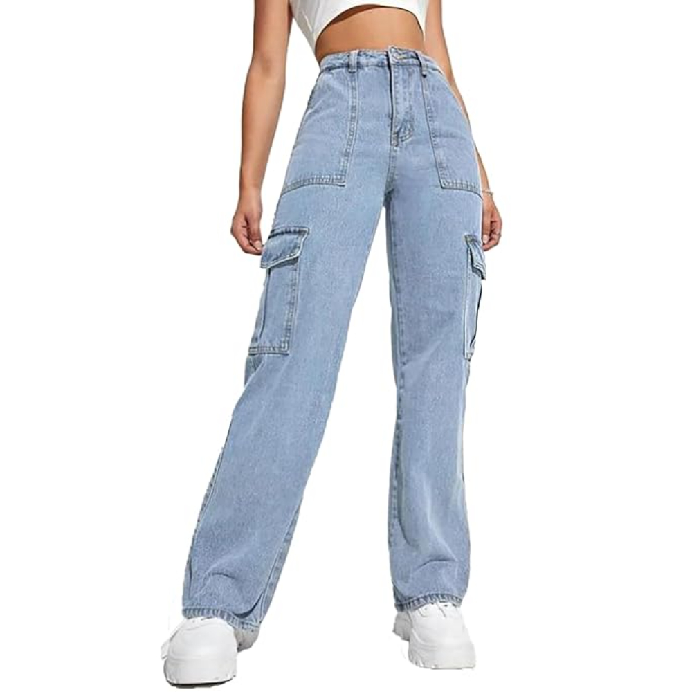 Women's Cargo Light Blue Jeans - Image 3