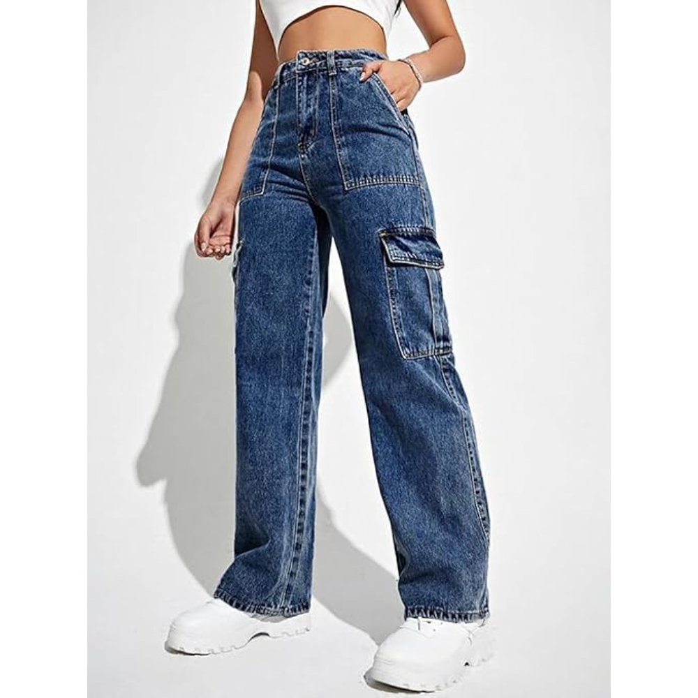 Women's Cargo Blue Jeans - Image 2