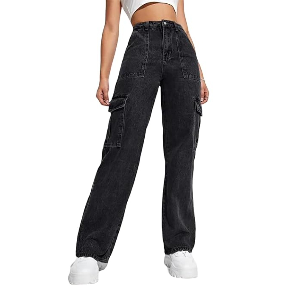Women's Cargo Eerie Black Jeans - Image 3