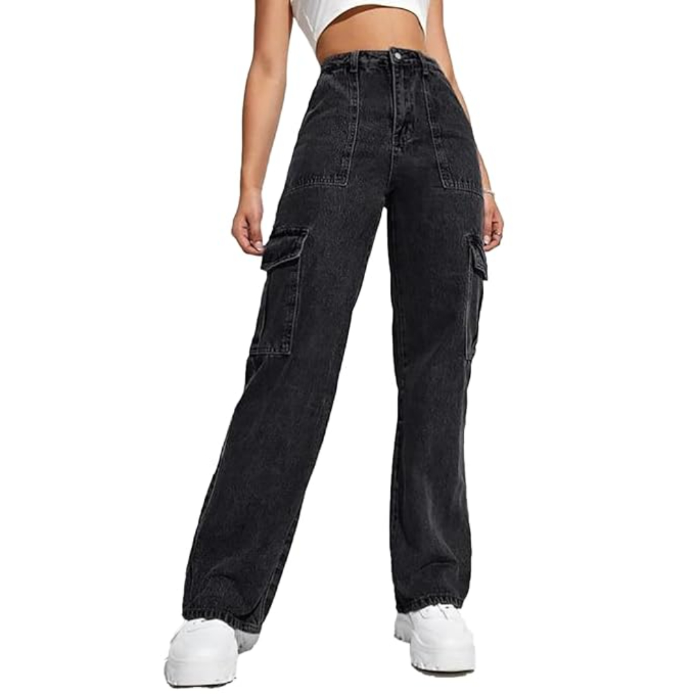 Women's Cargo Black Jeans - Image 3