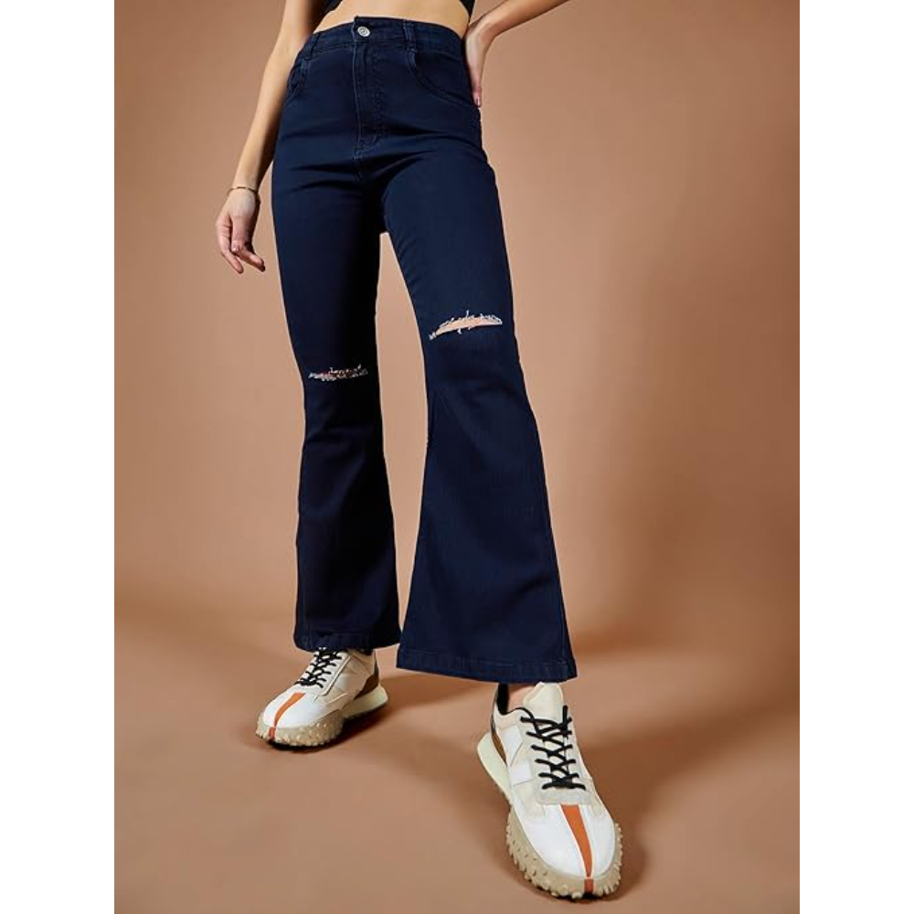 Women's Bootcut Deep Blue Jeans - Image 2