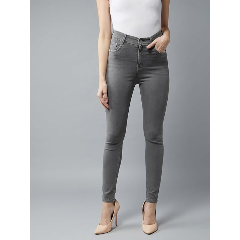 Women Skinny Fit High Grey Jeans - Image 2