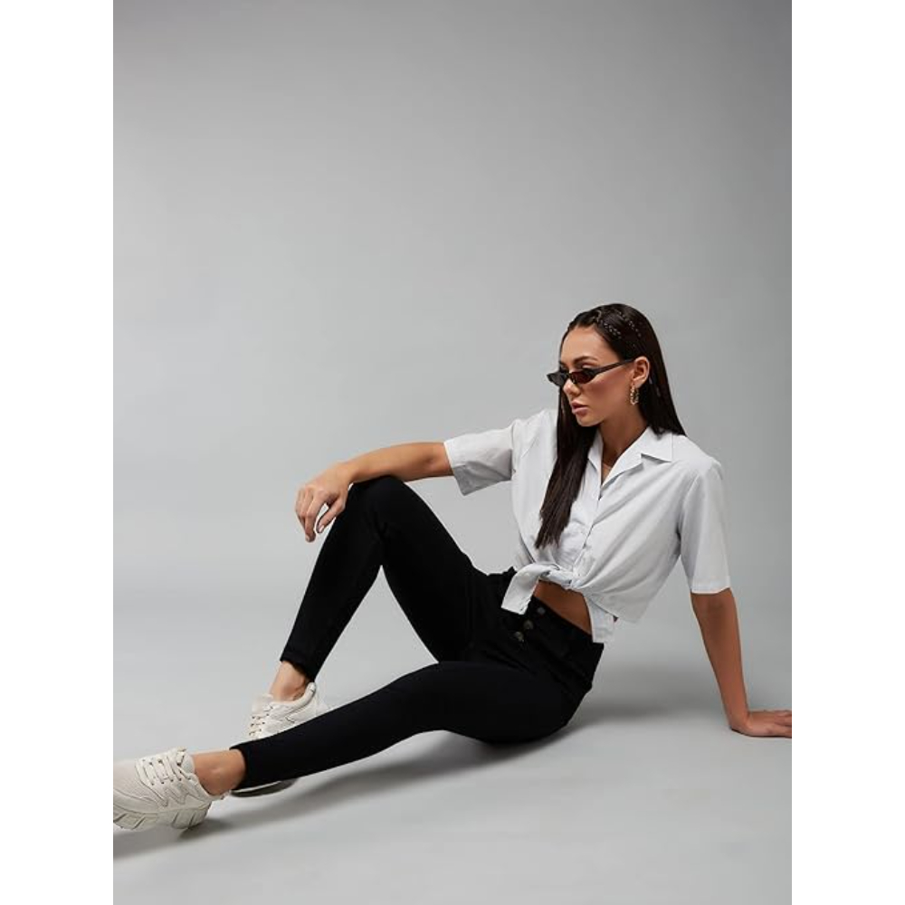 Women Skinny Fit High Ink Black Jeans - Image 3
