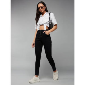 Women Skinny Fit High Ink Black Jeans