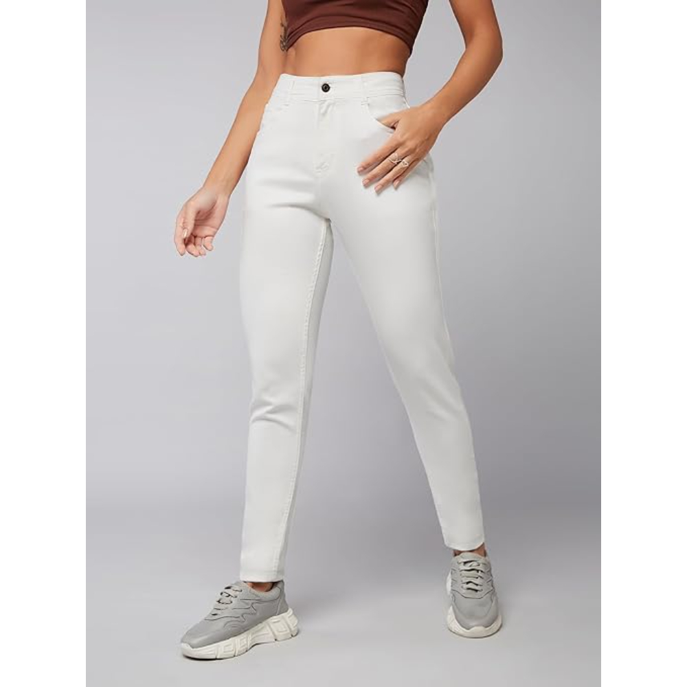 Women Skinny Fit High Mist White Jeans - Image 2