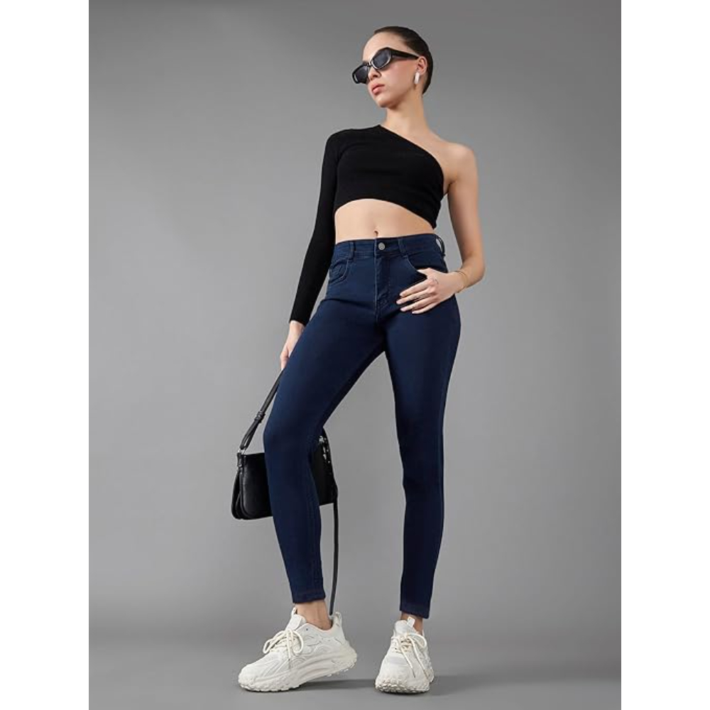 Women Skinny Fit High Space Blue Jeans - Image 3