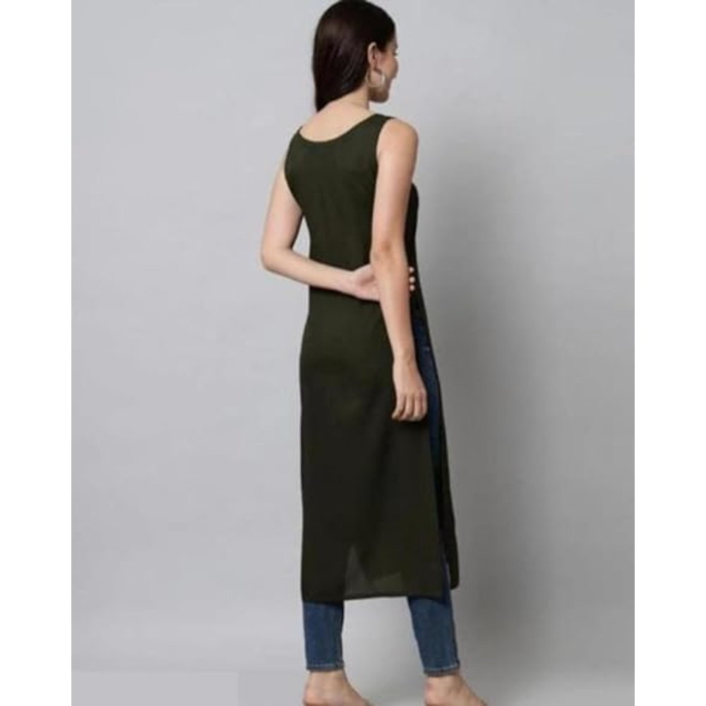 Black Women Sleeveless Straight Kurti - Image 3