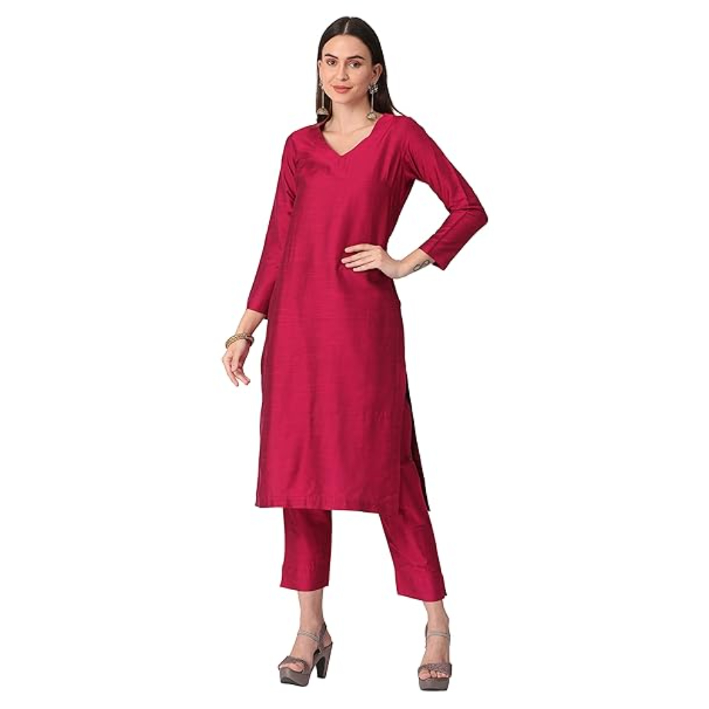 Pink Women Cotton Blend Regular Kurta Set - Image 2