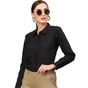 Women Cotton Regular Formal Black Shirt