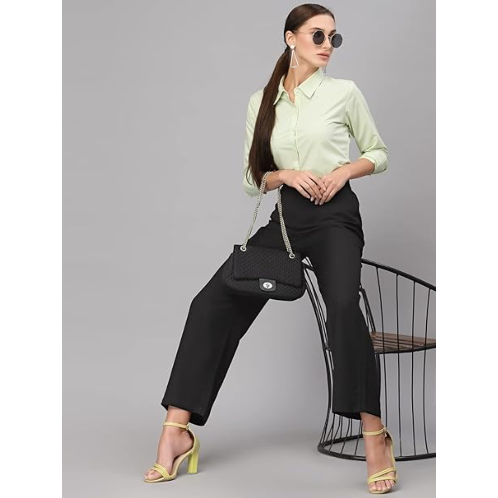 Women Cotton Regular Formal Green Shirt - Image 3