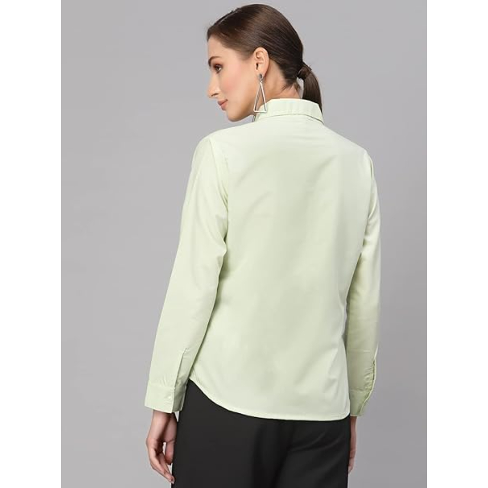 Women Cotton Regular Formal Green Shirt - Image 2