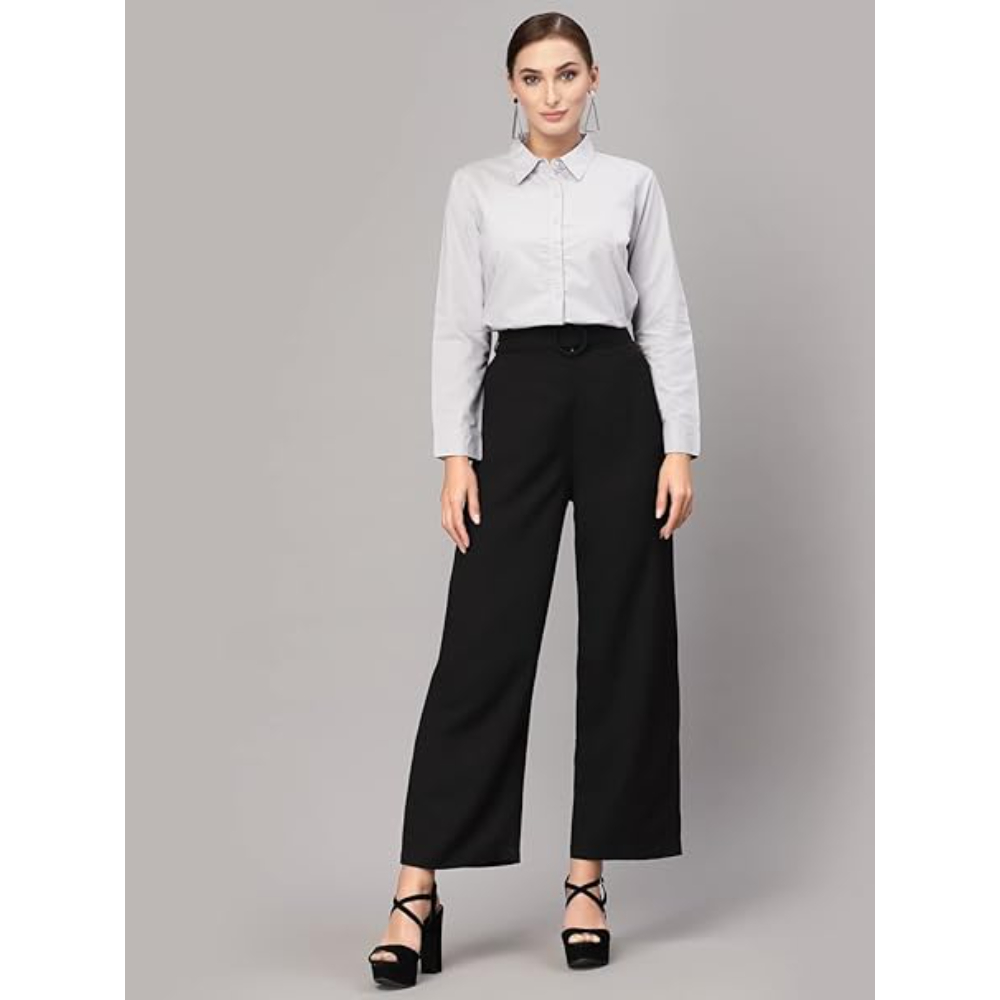 Women Cotton Regular Formal Grey Shirt - Image 3