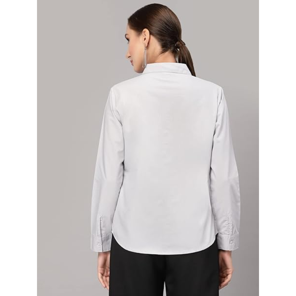 Women Cotton Regular Formal Grey Shirt - Image 2