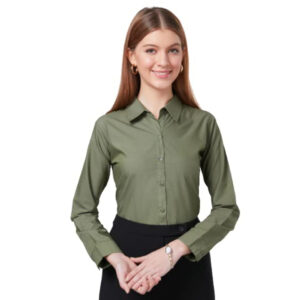 Women Cotton Regular Formal Olive Shirt