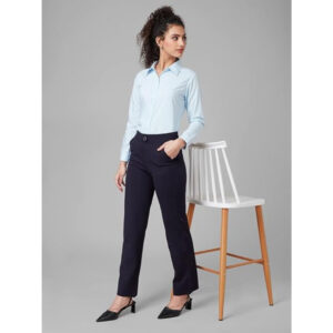Women Cotton Regular Formal Sky Blue Shirt