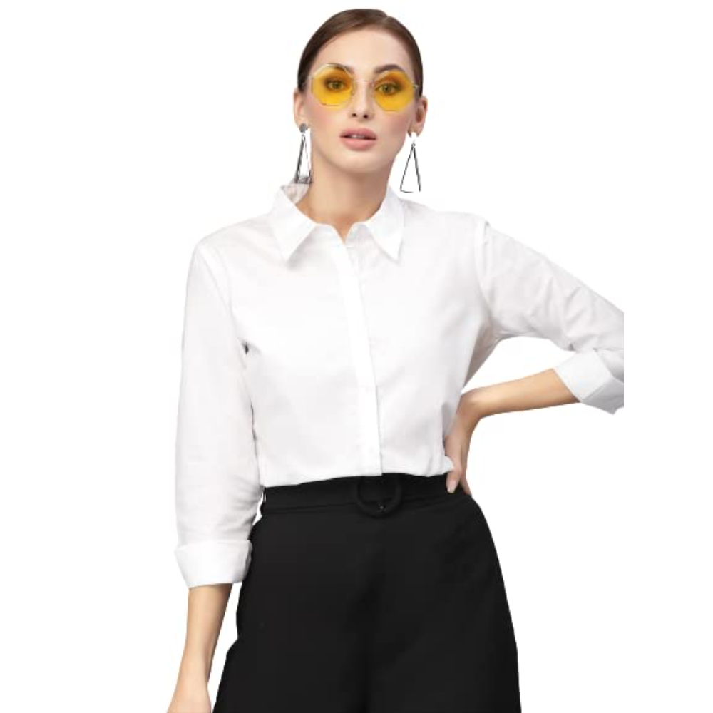 Women Cotton Regular Formal White Shirt