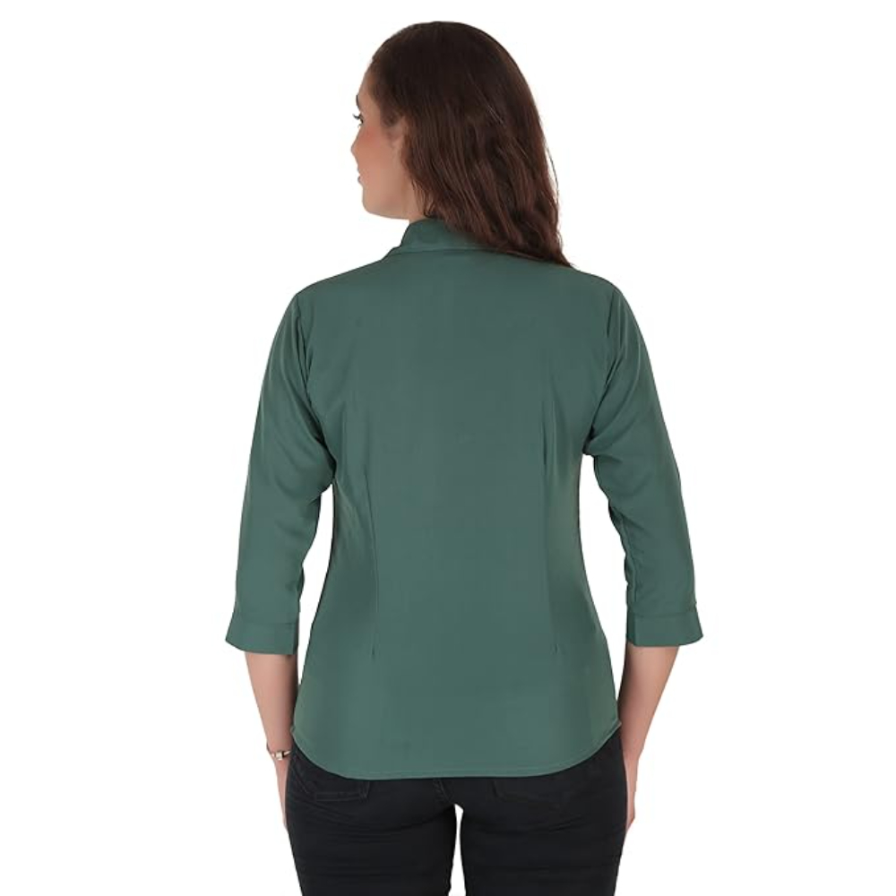 Women Formal Cotton Dark Green Shirt - Image 2