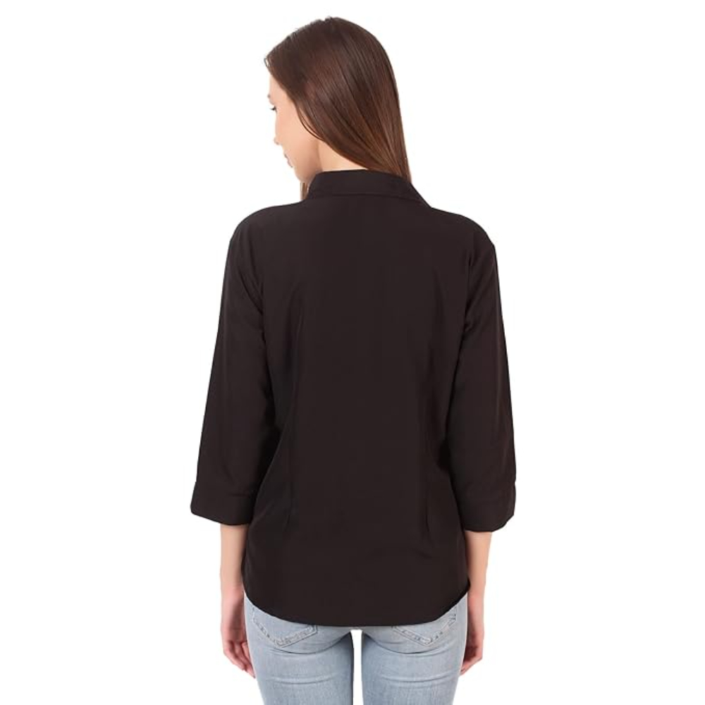 Women Formal Cotton Black Shirt - Image 2