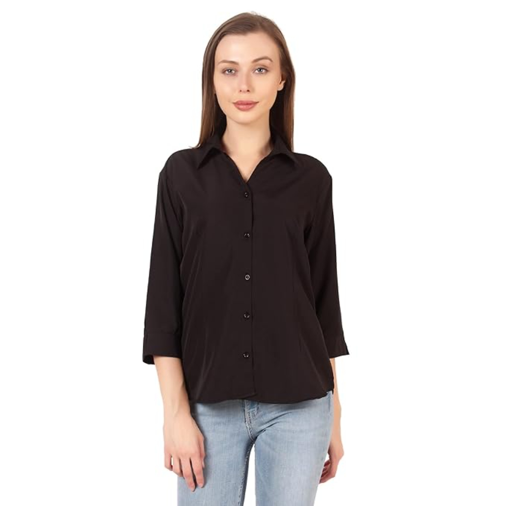 Women Formal Cotton Black Shirt