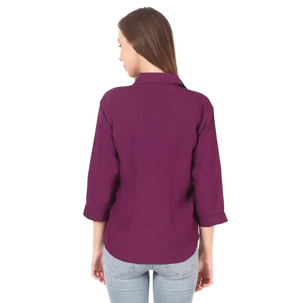 Women Formal Cotton Burgundy Shirt - Image 2