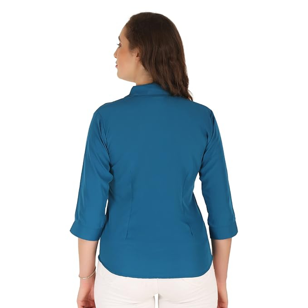Women Formal Cotton Ferozi Shirt - Image 2