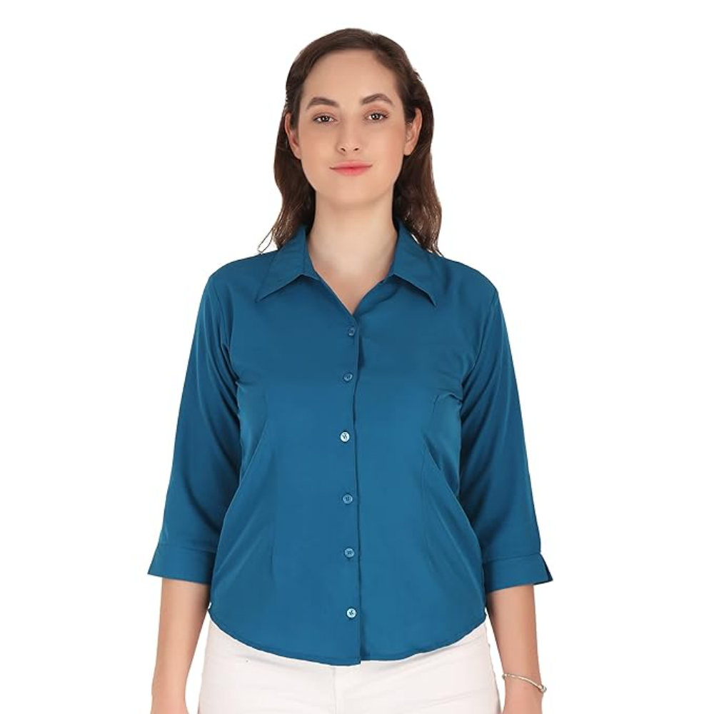Women Formal Cotton Ferozi Shirt