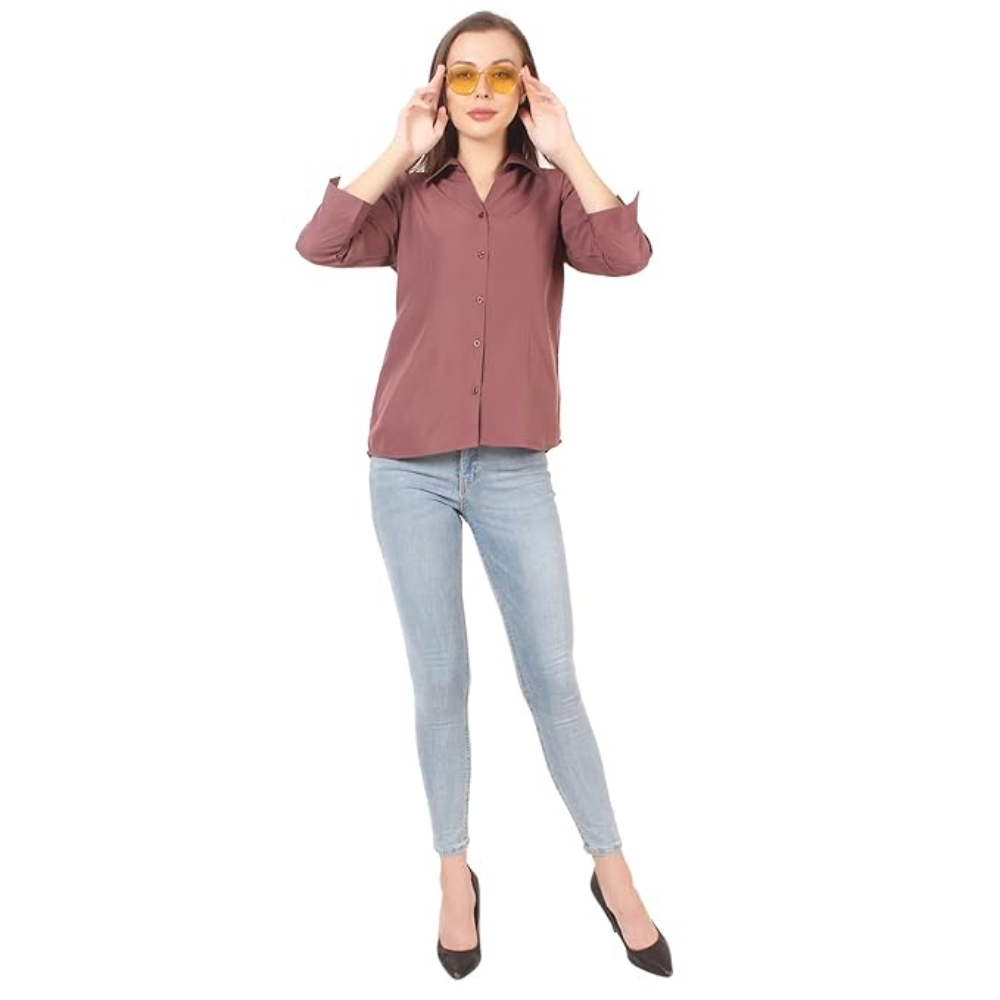 Women Formal Cotton Lavender Shirt - Image 3