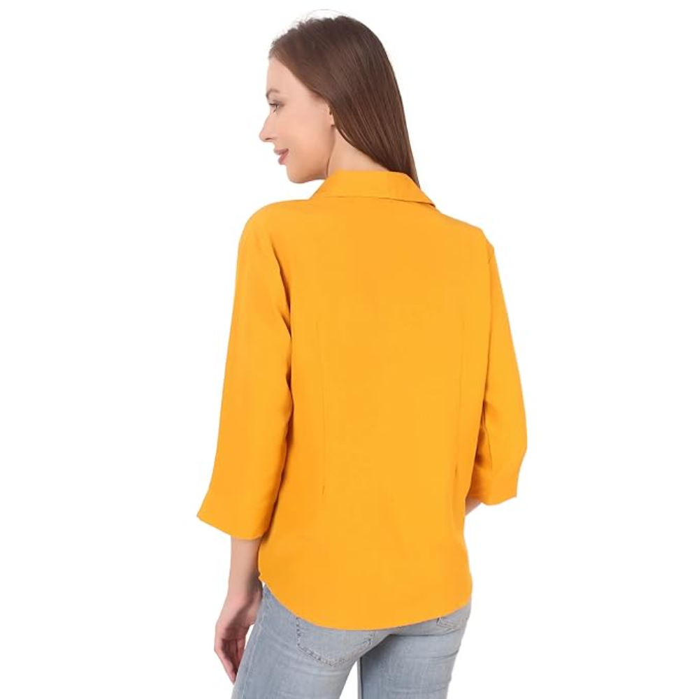 Women Formal Cotton Mustard Shirt - Image 2
