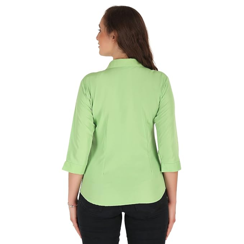 Women Formal Cotton Parrot Green Shirt - Image 2