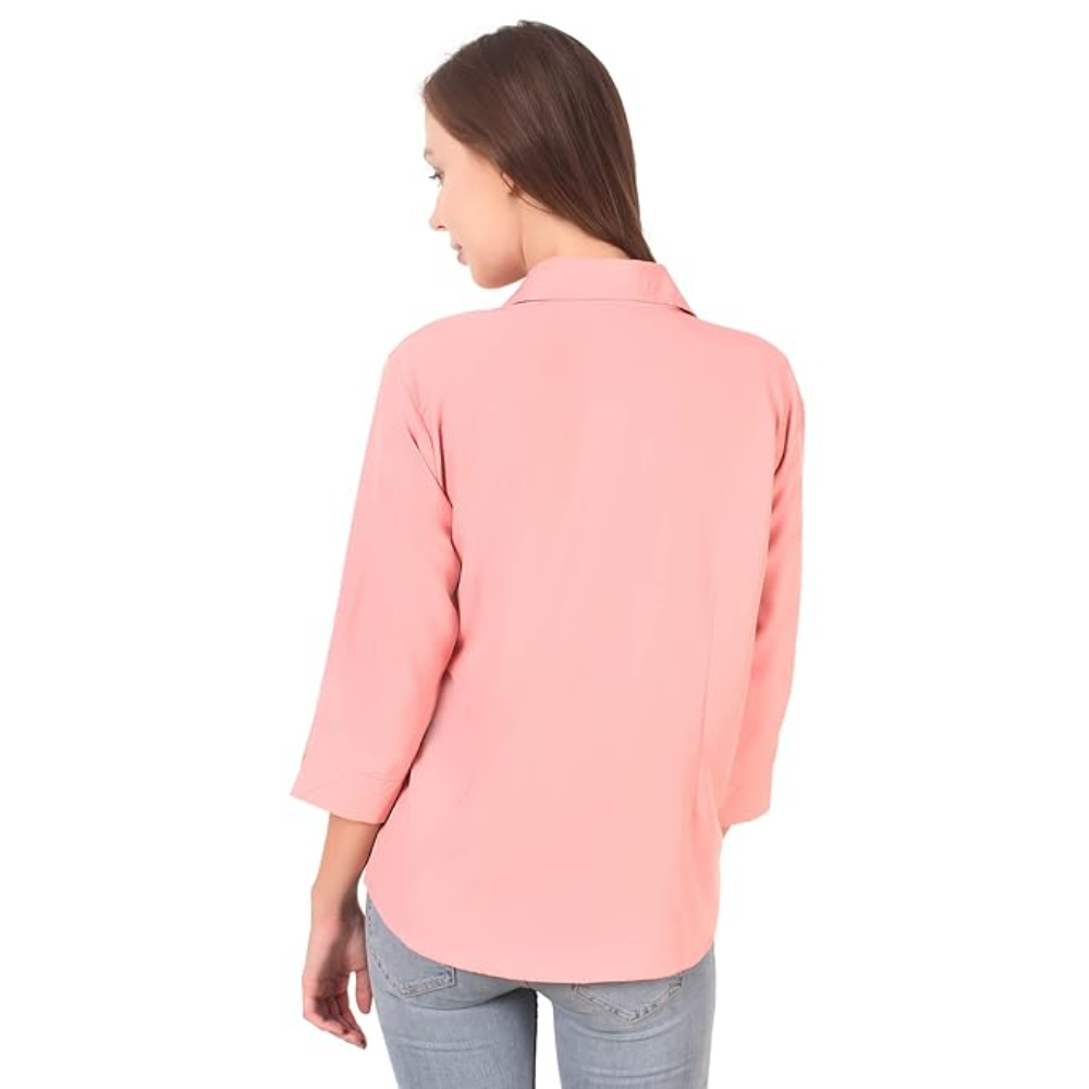 Women Formal Cotton Pink Shirt - Image 2