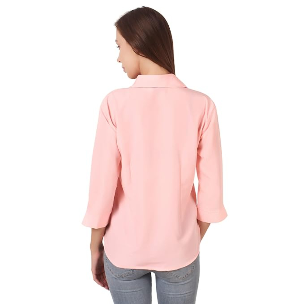 Women Formal Cotton Light Pink Shirt - Image 2