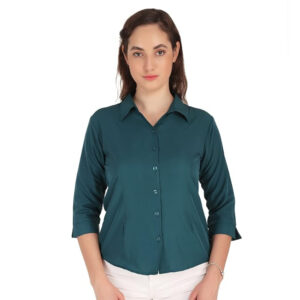 Women Formal Cotton Teal Blue Shirt