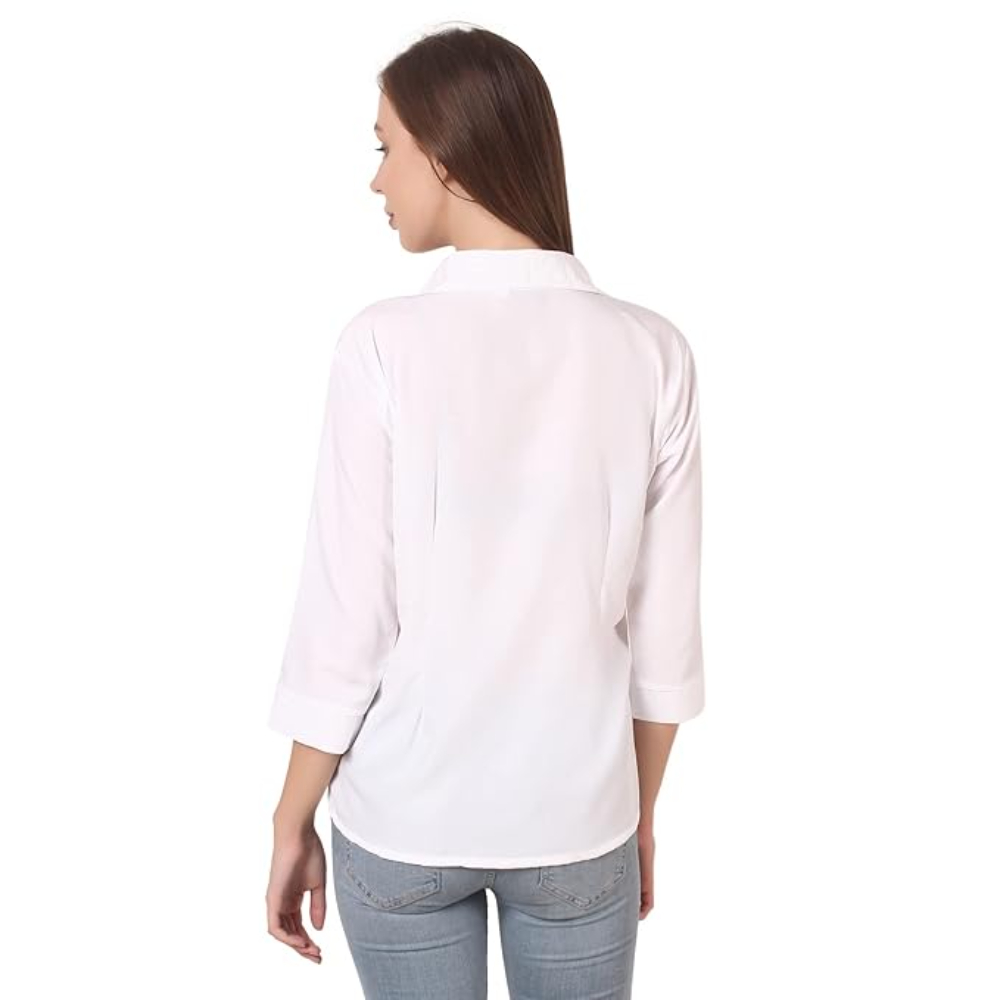 Women Formal Cotton White Shirt - Image 2