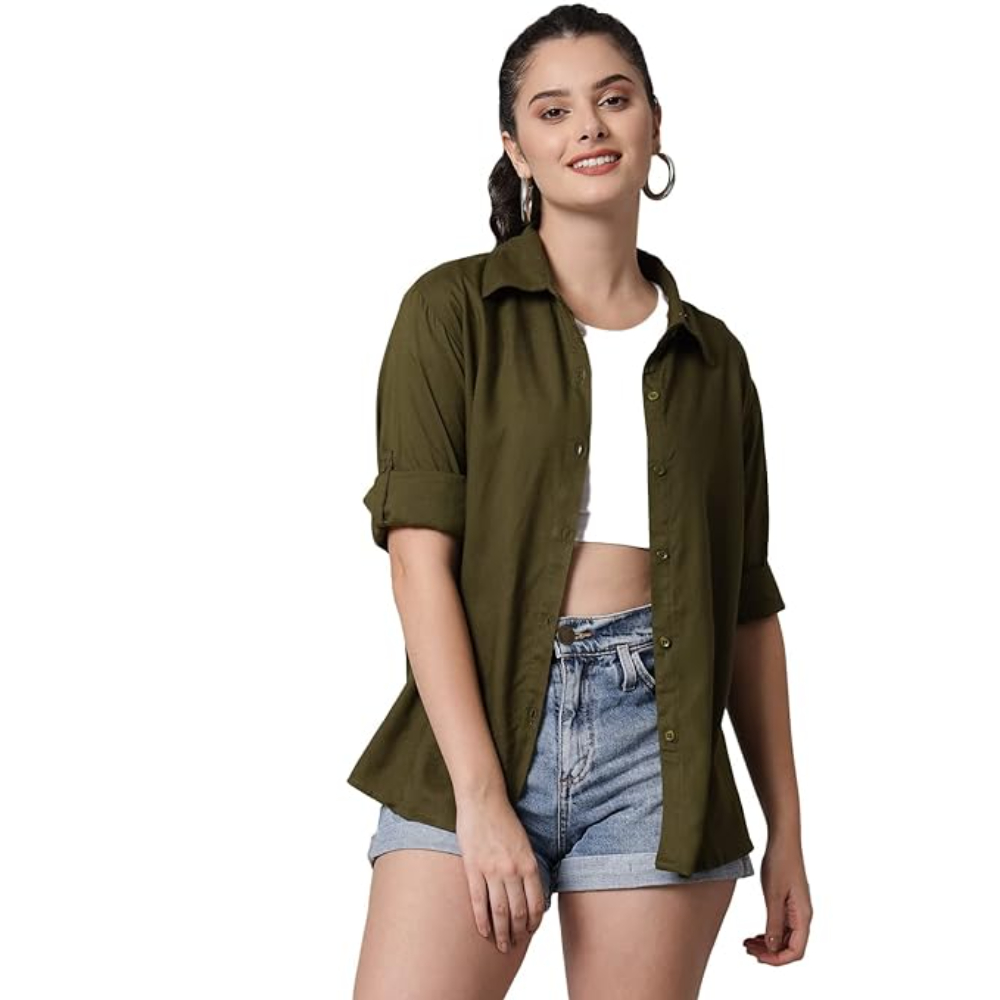 Women Solid Casual Green Shirt