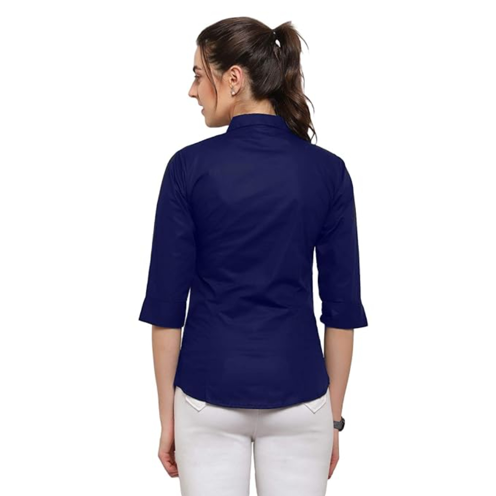 Women Regular Fit Dark Blue Shirt - Image 2