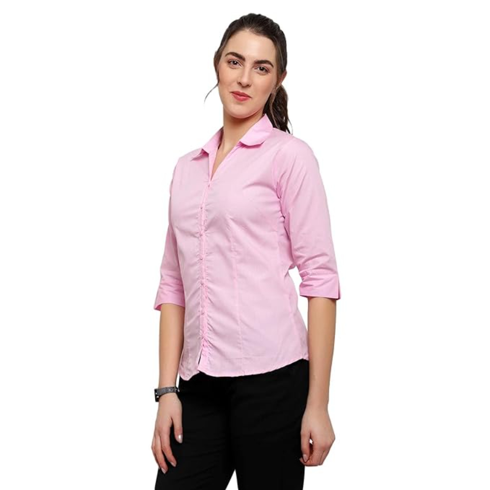 Women Regular Fit Pink Shirt - Image 2