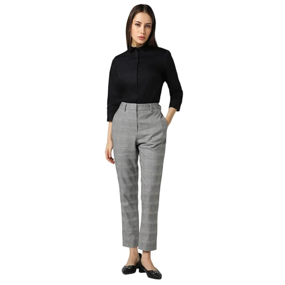 Women Plain formal Black Shirt - Image 3
